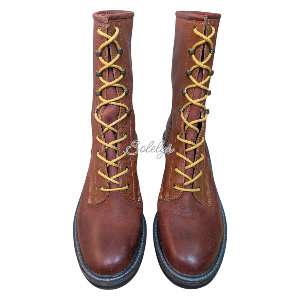 Gee WaWa Dixie Steel Lace Up Brown Leather Heeled Boot 8 Free People Anthro